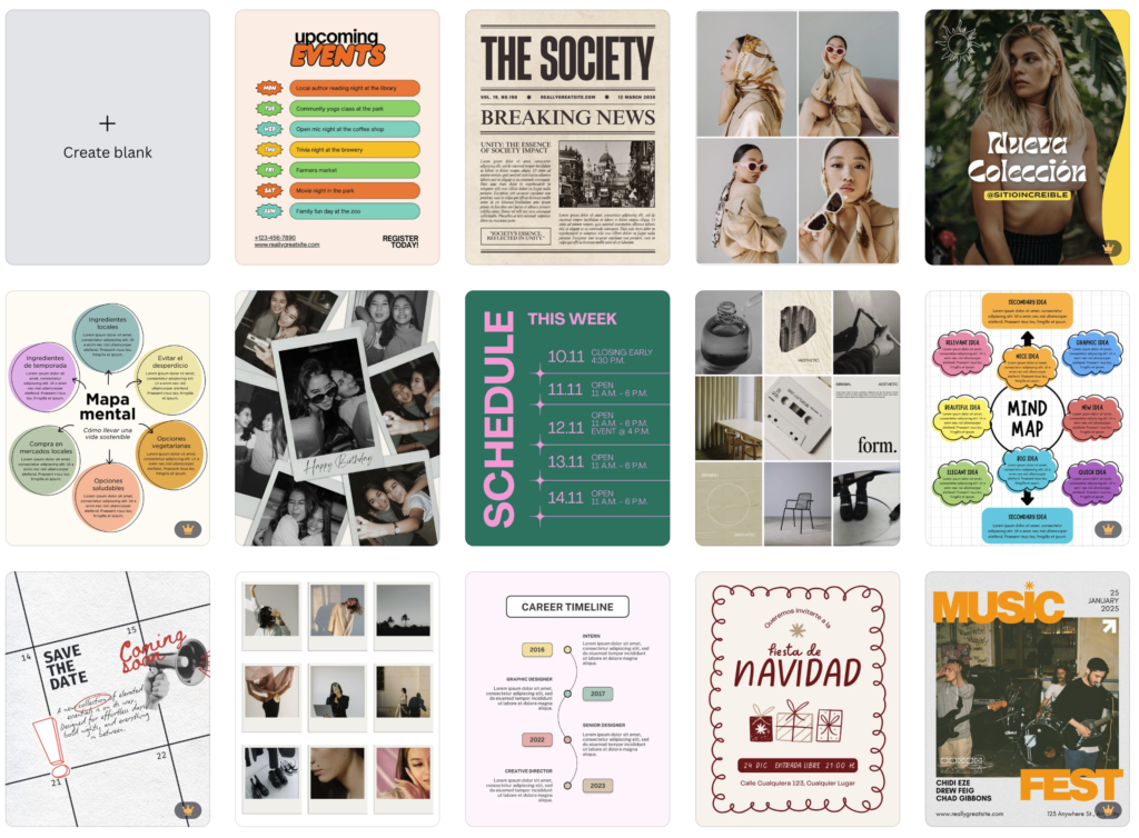 A wide variety of Canva templates for Instagram posts and copywriting